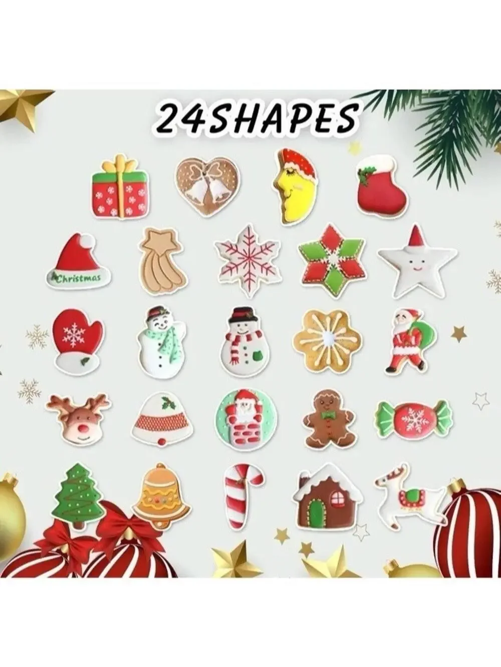 Holiday Christmas Cookie Cutters 24pc Set Stainless Steel with Storage Case New
